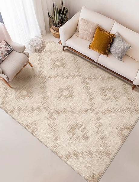 Modern Geometric Carpets for Bedroom, Contemporary Abstract Rugs under Dining Room Table, Modern Living Room Rug Placement Ideas-Silvia Home Craft