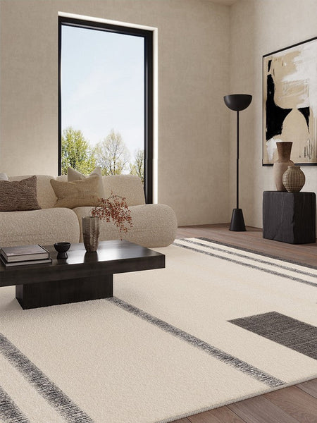 Abstract Area Rugs for Living Room, Geometric Contemporary Modern Rugs Next to Bed, Modern Carpets for Office, Modern Soft Rugs under Dining Room Table-Silvia Home Craft