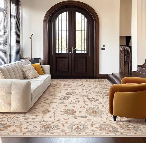 Flower Pattern Modern Rugs for Farmhouse, Bedroom Modern Rugs, Modern Rugs for Dining Room, Modern Rugs for Living Room-Silvia Home Craft