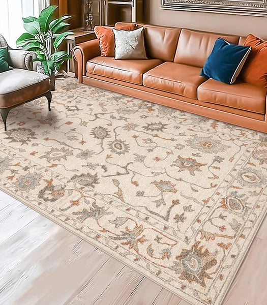 Flower Pattern Modern Rugs for Farmhouse, Bedroom Modern Rugs, Modern Rugs for Dining Room, Modern Rugs for Living Room-Silvia Home Craft