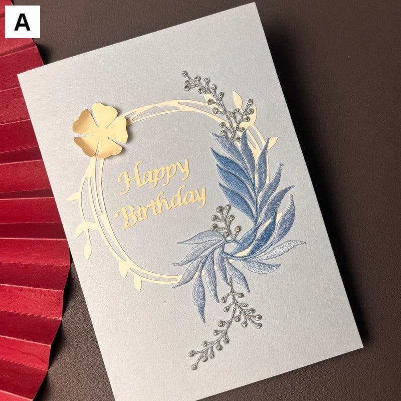 Beautiful Greeting Cards to Friends, Embroidery Greeting Cards, Creative Birthday Greeting Card, Original Handmade Embroidery Greeting Cards-Silvia Home Craft