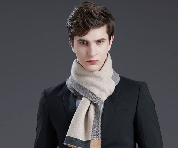 Modern Wool Scarf for Men, Modern Casual Scarf Men, Men's Winter Scarf, Formal Men Scarf Styles, Men's Wool Scarf Winter, Business Wool Scarf for Gentleman-Silvia Home Craft