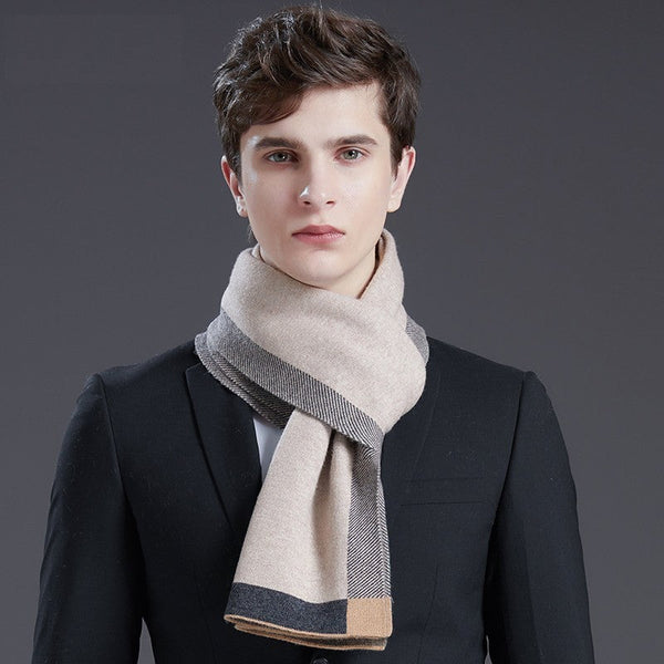 Modern Wool Scarf for Men, Modern Casual Scarf Men, Men's Winter Scarf, Formal Men Scarf Styles, Men's Wool Scarf Winter, Business Wool Scarf for Gentleman-Silvia Home Craft