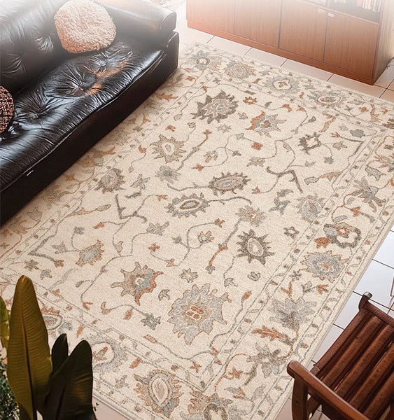 Flower Pattern Modern Rugs for Farmhouse, Bedroom Modern Rugs, Modern Rugs for Dining Room, Modern Rugs for Living Room-Silvia Home Craft
