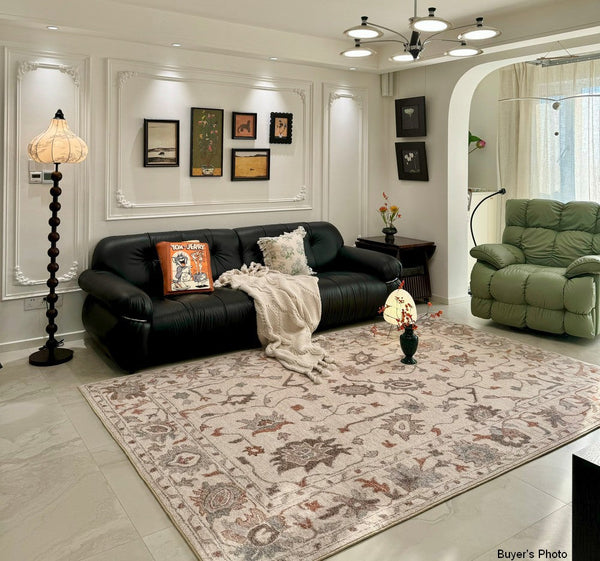 Flower Pattern Modern Rugs for Farmhouse, Bedroom Modern Rugs, Modern Rugs for Dining Room, Modern Rugs for Living Room-Silvia Home Craft