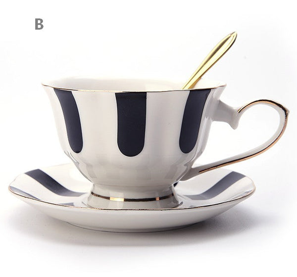 Elegant Ceramic Coffee Cups, Beautiful British Tea Cups, Unique Porcelain Cup and Saucer, Creative Porcelain Tea Cup Set-Silvia Home Craft