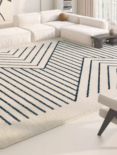Contemporary Rugs for Living Room, Bathroom Runner Rugs, Bohemian Stripe Runner Rugs Next to Bed, Large Modern Rugs for Dining Room-Silvia Home Craft