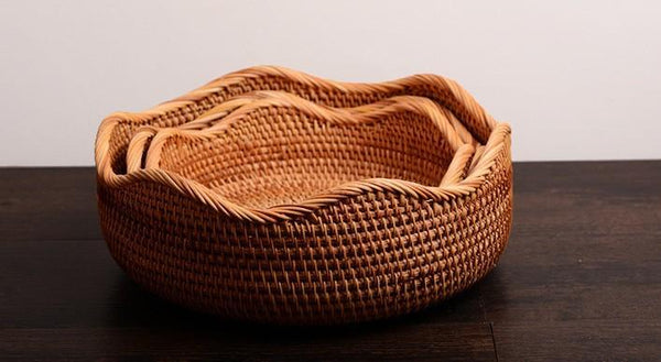 Small Rattan Baskets, Round Storage Basket, Woven Storage Baskets, Kitchen Storage Baskets, Storage Baskets for Shelves-Silvia Home Craft