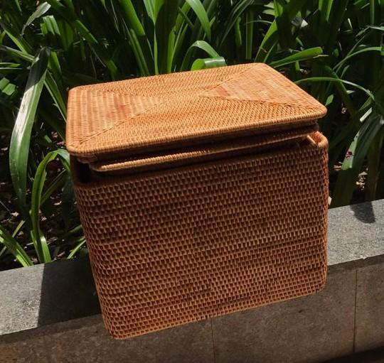 Large Woven Storage Baskets, Rectangular Storage Basket with Lid, Rattan Storage Baskets, Storage Baskets for Living Room, Storage Basket for Bedroom-Silvia Home Craft