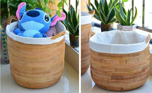 Round Storage Baskets, Extra Large Rattan Storage Baskets, Oversized Laundry Storage Baskets, Storage Baskets for Clothes, Storage Baskets for Bathroom-Silvia Home Craft