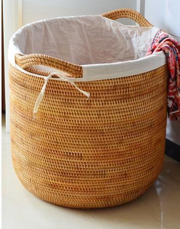 Oversized Laundry Storage Baskets, Round Storage Baskets, Storage Baskets for Clothes, Extra Large Rattan Storage Baskets, Storage Baskets for Bathroom-Silvia Home Craft