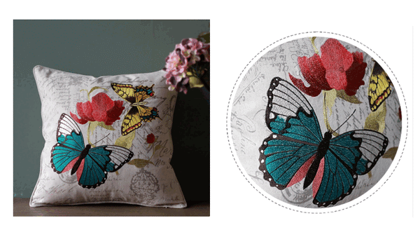 Decorative Throw Pillows, Butterfly Cotton and linen Pillow Cover, Sofa Decorative Pillows, Decorative Pillows for Couch-Silvia Home Craft