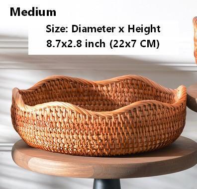 Woven Round Storage Basket, Rattan Storage Basket, Fruit Basket, Storage Baskets for Kitchen-Silvia Home Craft