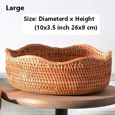 Woven Round Storage Basket, Rattan Storage Basket, Fruit Basket, Storage Baskets for Kitchen-Silvia Home Craft