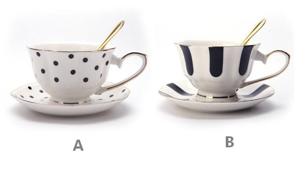 Elegant Ceramic Coffee Cups, Beautiful British Tea Cups, Unique Porcelain Cup and Saucer, Creative Bone China Porcelain Tea Cup Set-Silvia Home Craft