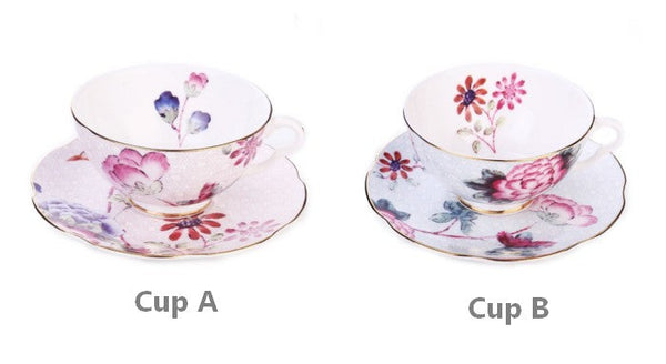 Unique Porcelain Cup and Saucer, Beautiful British Flower Tea Cups, Elegant Ceramic Coffee Cups, Creative Porcelain Tea Cup Set-Silvia Home Craft