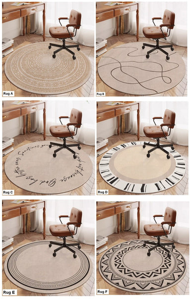 Modern Round Rugs for Bedroom, Circular Modern Rugs under Dining Room Table, Contemporary Round Rugs, Geometric Modern Rug Ideas for Living Room-Silvia Home Craft