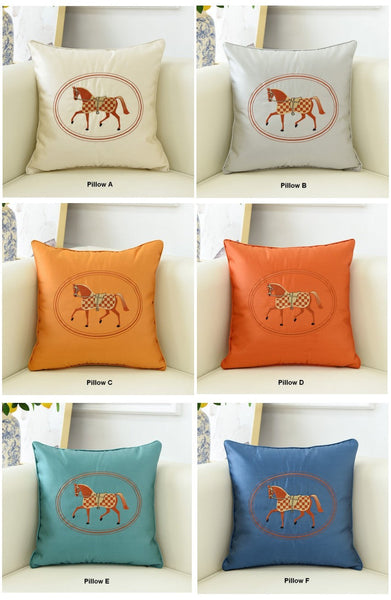 Decorative Throw Pillows for Couch, Modern Sofa Decorative Pillows, Embroider Horse Pillow Covers, Horse Modern Decorative Throw Pillows-Silvia Home Craft