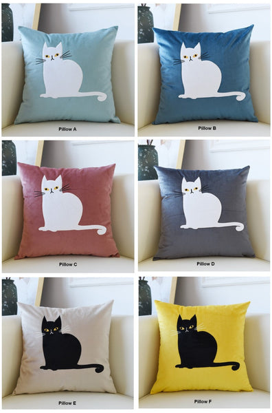 Cat Decorative Throw Pillows for Couch, Modern Sofa Decorative Pillows, Lovely Cat Pillow Covers for Kid's Room, Modern Decorative Throw Pillows-Silvia Home Craft