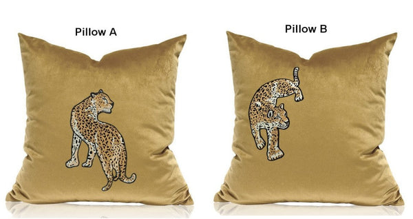 Contemporary Throw Pillows, Cheetah Decorative Cushion, Modern Sofa Pillows, Decorative Pillows for Living Room-Silvia Home Craft