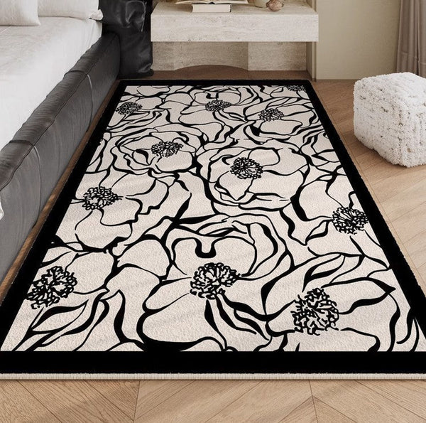 Modern Rugs for Living Room, Flower Pattern Contemporary Modern Rugs, Abstract Contemporary Rugs Next to Bed, Modern Rugs for Dining Room-Silvia Home Craft