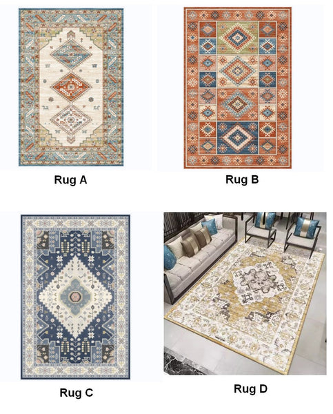 Living Room Vintage Area Rugs, Morocco Area Rugs for Dining Room, Traditional Persain Rugs for Bedroom, Traditional Colorful Persian Rugs-Silvia Home Craft