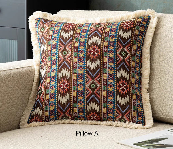 Large Bohemian Decorative Sofa Pillows for Living Room, Modern Geometric Pillows, Decorative Throw Pillows for Bedroom, Oriental Throw Pillow for Couch-Silvia Home Craft