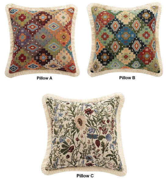 Extra Large Modern Geometric Pillows, Bohemian Decorative Sofa Pillows for Living Room, Flower Decorative Pillows for Bedroom, Decorative Pillow Covers-Silvia Home Craft