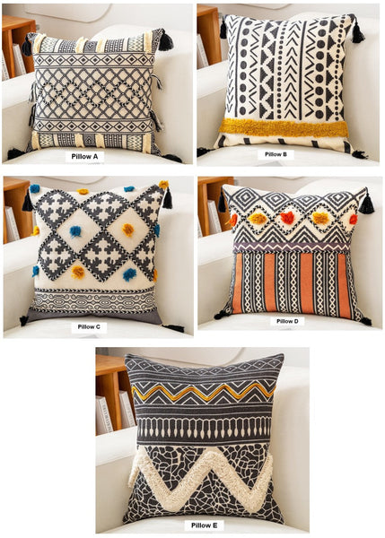Decorative Throw Pillows for Couch, Geometric Modern Pillow Covers, Oriental Square Pillows for Bedroom, Bohemian Decorative Sofa Pillows-Silvia Home Craft