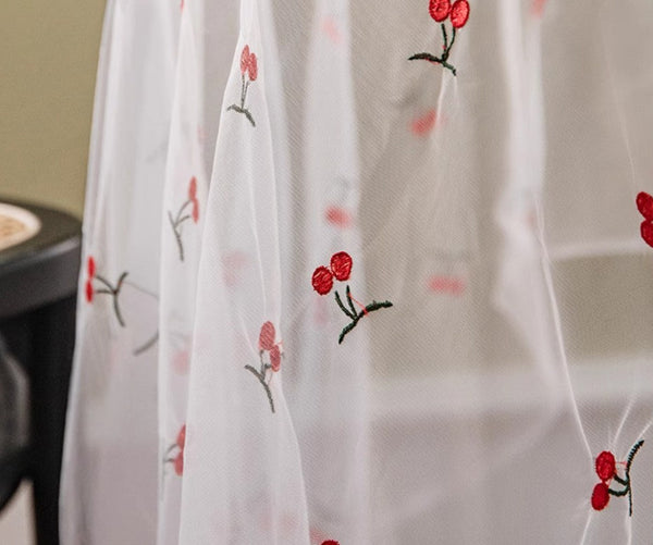 Extra Large Rectangular Tablecloth for Oval Table, Rectangular Table Covers for Coffee Table, Cherry Lace Tablecloths, Lace Embroidered Table Covers-Silvia Home Craft