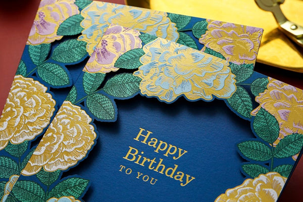 Blue Flower Greeting Cards, Beautiful Greeting Cards to Friends, Creative Birthday Greeting Card, Original Handmade Greeting Cards-Silvia Home Craft