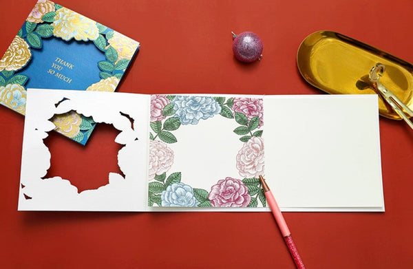 Blue Flower Greeting Cards, Beautiful Greeting Cards to Friends, Creative Birthday Greeting Card, Original Handmade Greeting Cards-Silvia Home Craft