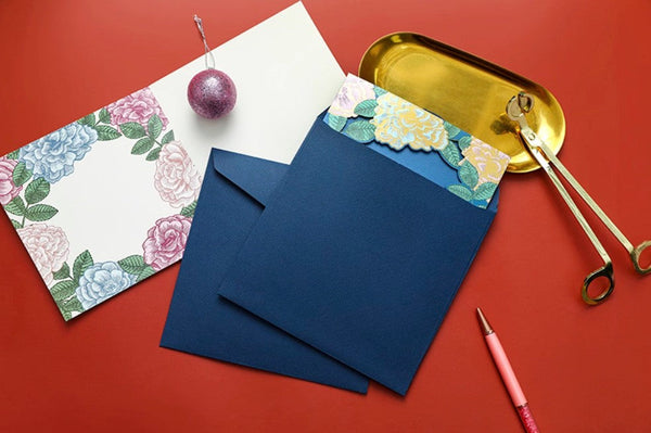 Blue Flower Greeting Cards, Beautiful Greeting Cards to Friends, Creative Birthday Greeting Card, Original Handmade Greeting Cards-Silvia Home Craft