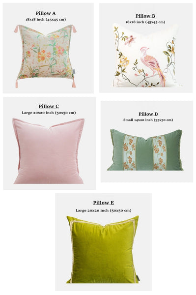 Decorative Pillows for Bed, Living Room Decorative Pillows, Modern Decorative Cushions, Decorative Pillow Arrangement Ideas for Interior Design, Embroidered Floral Bird Pattern Pillow Covers-Silvia Home Craft