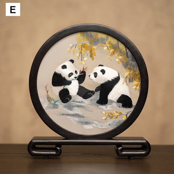 Unique Birthday Gift, Exclusive Business Present Panda Embroidered Decor, Traditional Chinese Suzhou Embroidery Ornament, Premium Souvenir-Silvia Home Craft