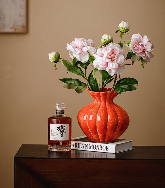 Modern Flower Vase Centerpiece on Table, Handmade Water Holding Flower Vases, Porcelain Flower Vases, Ceramic Bouquet Vases-Silvia Home Craft
