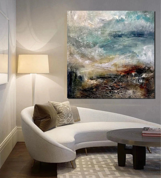 Modern Contemporary Abstract Artwork, Extra Large Wall Art Paintings, Acrylic Painting for Dining Room, Palette Knife Painting, Heavy Texutre Wall Art-Silvia Home Craft
