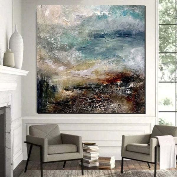 Modern Contemporary Abstract Artwork, Extra Large Wall Art Paintings, Acrylic Painting for Dining Room, Palette Knife Painting, Heavy Texutre Wall Art-Silvia Home Craft