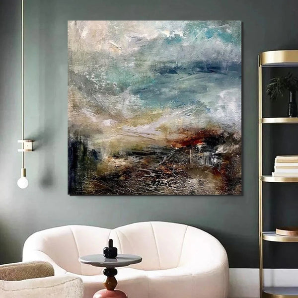 Modern Contemporary Abstract Artwork, Extra Large Wall Art Paintings, Acrylic Painting for Dining Room, Palette Knife Painting, Heavy Texutre Wall Art-Silvia Home Craft