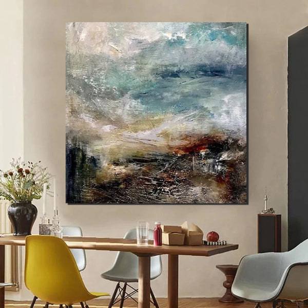 Modern Contemporary Abstract Artwork, Extra Large Wall Art Paintings, Acrylic Painting for Dining Room, Palette Knife Painting, Heavy Texutre Wall Art-Silvia Home Craft