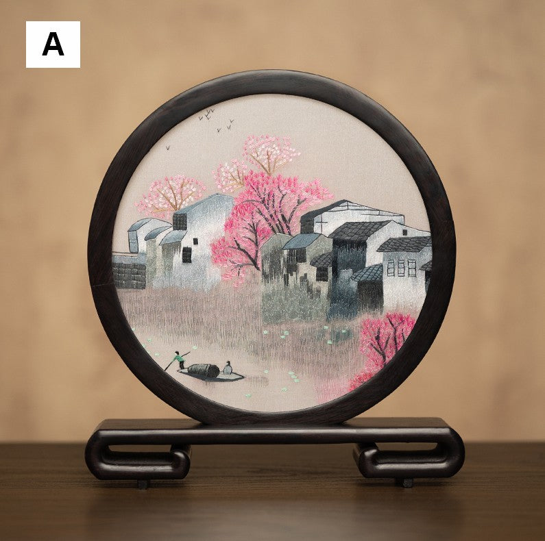 Traditional Chinese Suzhou Embroidery Ornament, Premium Souvenir, Exclusive Business Present Panda Embroidered Decor, Unique Birthday Gift-Silvia Home Craft