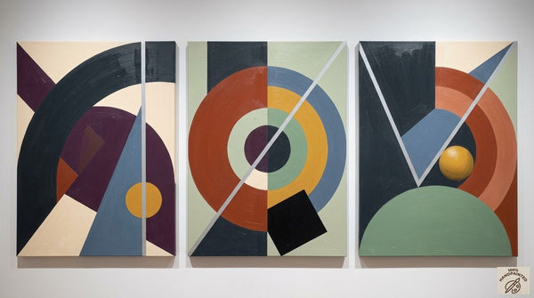 Large Group Paintings for Living Room, Multi Panel Canvas Artwork, Geometric Modern Paintings, Original Abstract Art-Silvia Home Craft