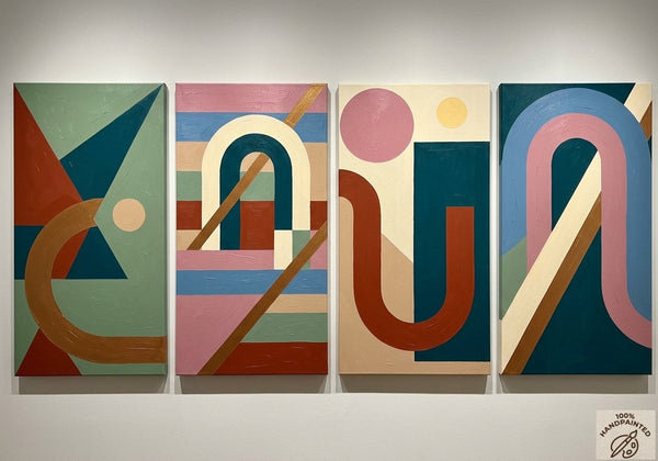 Hand Painted Canvas Art, Multi Panel Wall Painting, Modern Contemporary Paintings, Geometric Abstract Paintings-Silvia Home Craft