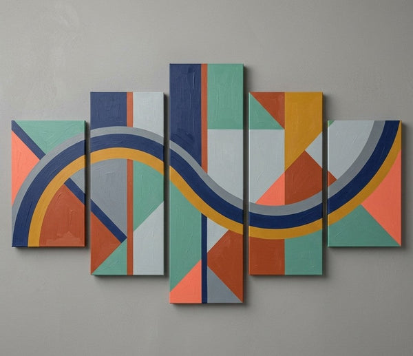 Modern Wall Art Paintings, Colorful Abstract Paintings, Hand Painted Acrylic Art, Geometric Canvas Art-Silvia Home Craft