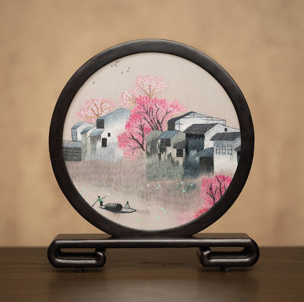 Traditional Chinese Suzhou Embroidery Ornament, Premium Souvenir, Exclusive Business Present Panda Embroidered Decor, Unique Birthday Gift-Silvia Home Craft