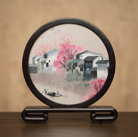 Traditional Chinese Suzhou Embroidery Ornament, Premium Souvenir, Exclusive Business Present Panda Embroidered Decor, Unique Birthday Gift-Silvia Home Craft