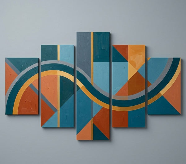 Oversized Modern Wall Art Paintings, Original Abstract Paintings, Geometric Canvas Art-Silvia Home Craft