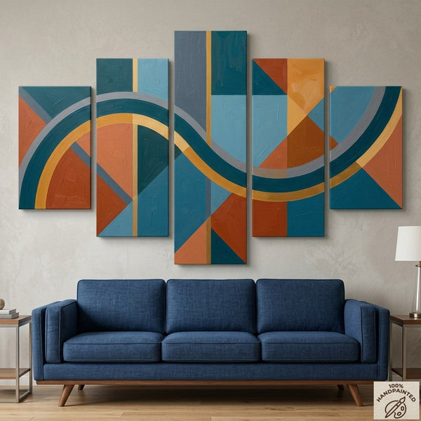 Oversized Modern Wall Art Paintings, Original Abstract Paintings, Geometric Canvas Art-Silvia Home Craft