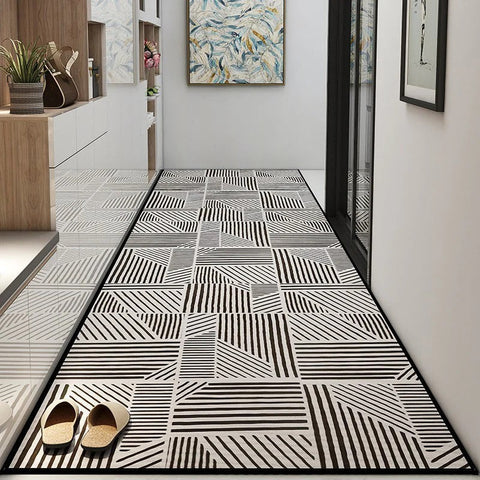 Geometric Modern Long Hallway Runners, Long Hallway Runners, Non Slip Entryway Runner Rug Ideas, Contepmorary Runner Rugs, Extra Long Narrow Runner Rugs-Silvia Home Craft