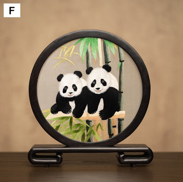 Unique Birthday Gift, Exclusive Business Present Panda Embroidered Decor, Traditional Chinese Suzhou Embroidery Ornament, Premium Souvenir-Silvia Home Craft